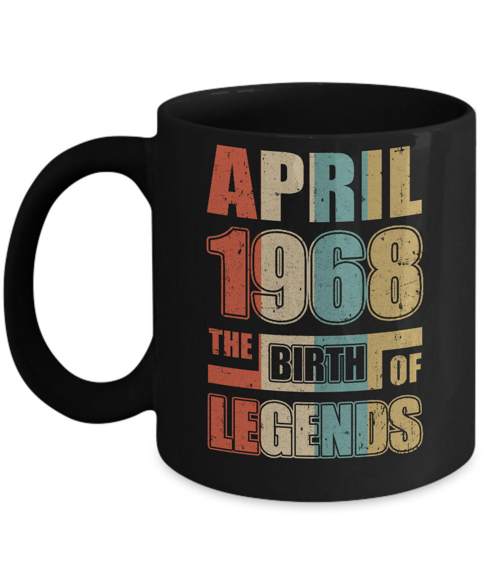 Vintage Retro April 1968 Birth Of Legends 54th Birthday Mug