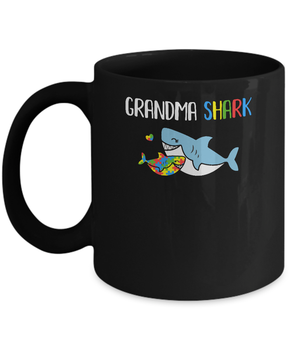 Grandma Shark Support Autism Awareness For Grandchild Mug-Coffee Mug-11oz Mug-Black