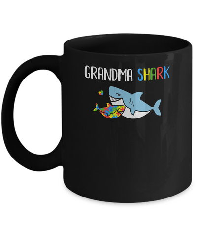 Grandma Shark Support Autism Awareness For Grandchild Mug-Coffee Mug-11oz Mug-Black
