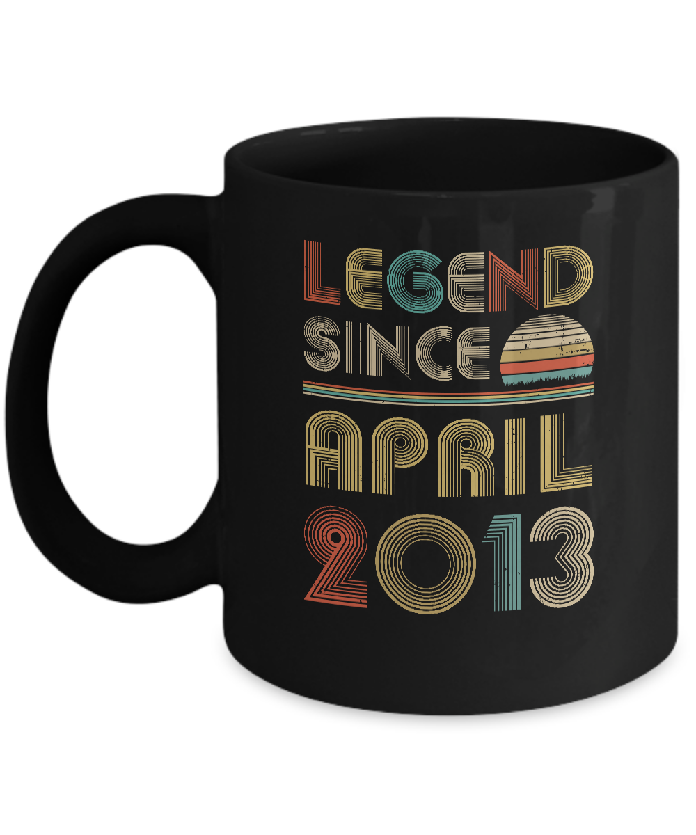 Legend Since April 2013 Vintage 8th Birthday Gifts Youth Mug-Coffee Mug-11oz Mug-Black