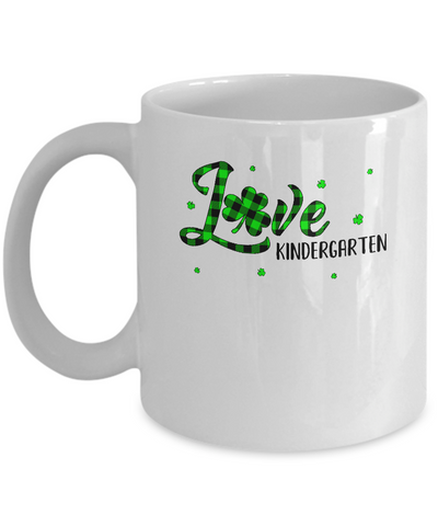 St Patricks Day Gift Kindergarten Teacher Plaid Shamrock Mug-Coffee Mug-11oz Mug-White