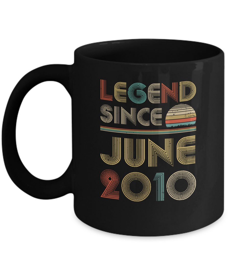 Legend Since June 2010 Vintage 11th Birthday Gifts Youth Mug-Coffee Mug-11oz Mug-Black