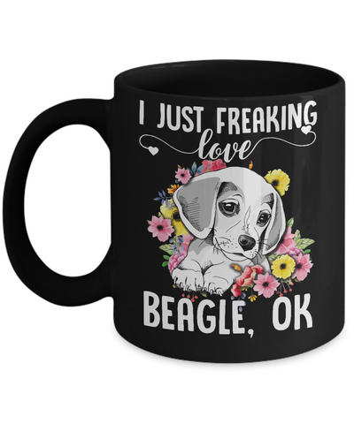 Dog I Just Freaking Love Beagle Mug-Coffee Mug-11oz Mug-Black