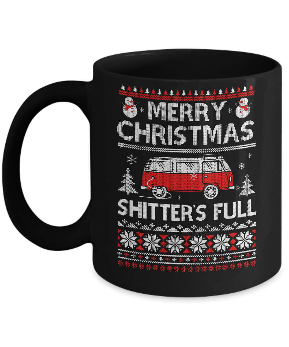 Merry Christmas Shitters Full Ugly Sweater Mug-Coffee Mug-11oz Mug-Black