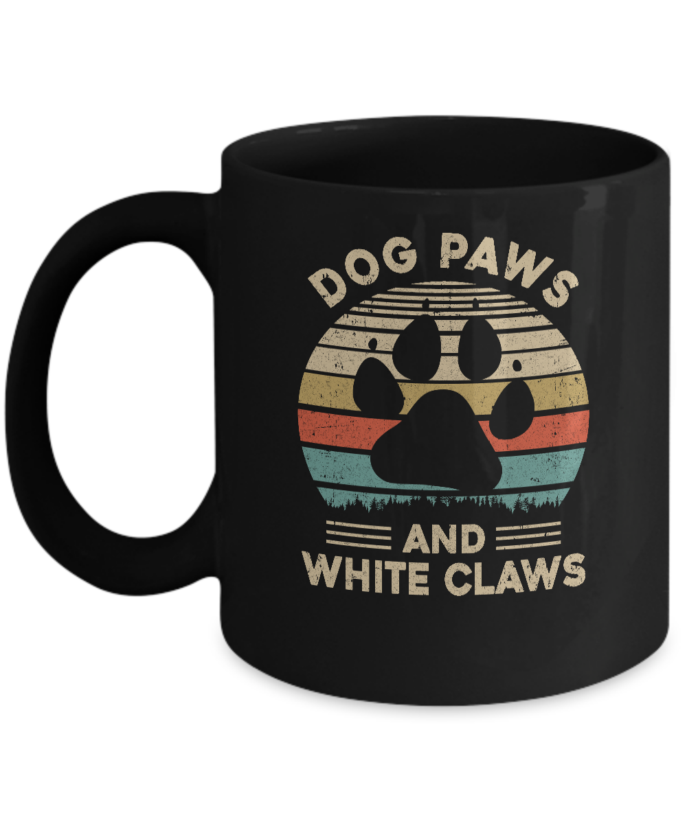 Dog Paws And White Claws Vintage Cute Dog Lover Mug-Coffee Mug-11oz Mug-Black