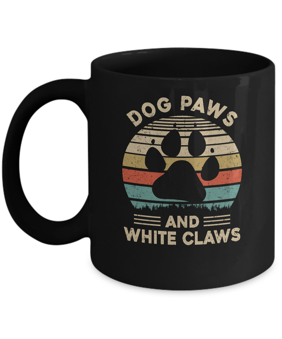 Dog Paws And White Claws Vintage Cute Dog Lover Mug-Coffee Mug-11oz Mug-Black