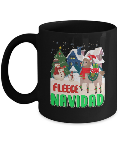 Fleece Navidad Llama Christmas Gifts Spanish Mug-Coffee Mug-11oz Mug-Black
