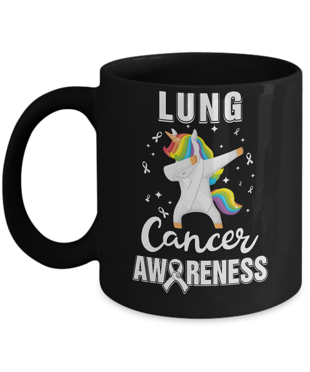 Inspirational Lung Cancer Awareness Unicorn Support Mug-Coffee Mug-11oz Mug-Black
