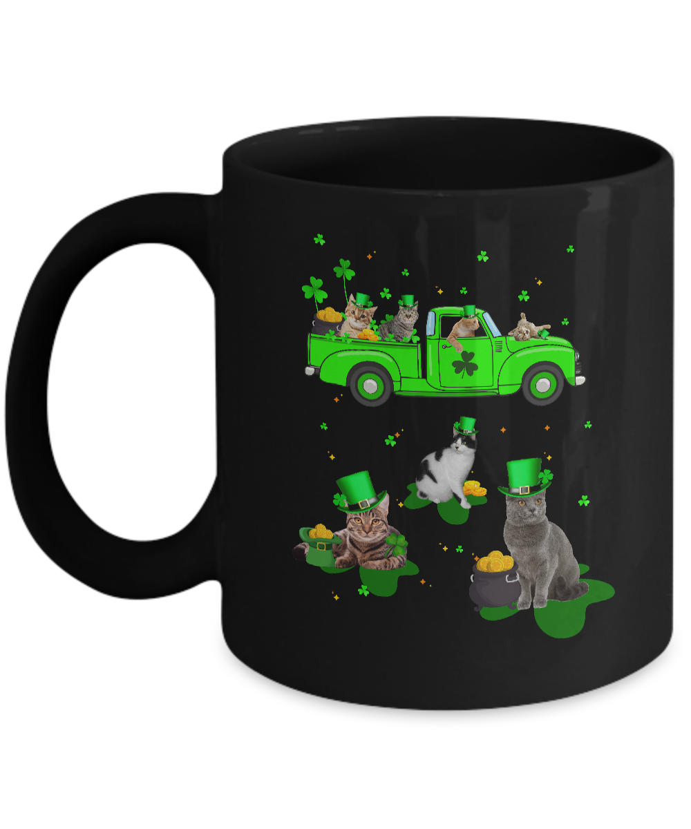 Leprechaun Driving Green Truck Cat St Patricks Day Gift Mug