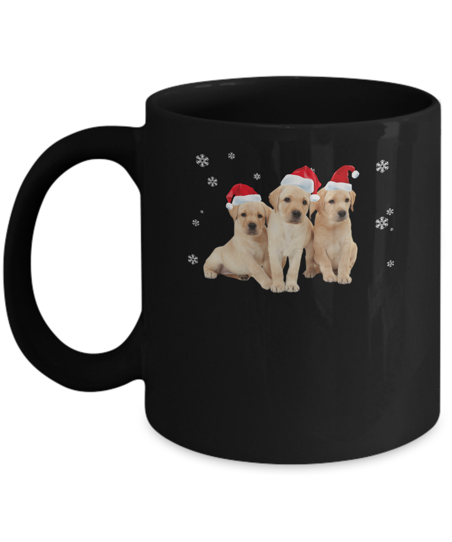 Funny Yellow Labrador Puppies Christmas Dog Gift Mug-Coffee Mug-11oz Mug-Black