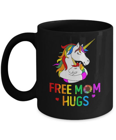 Free Mom Hugs LGBT Gay Unicorn Mug-Coffee Mug-11oz Mug-Black