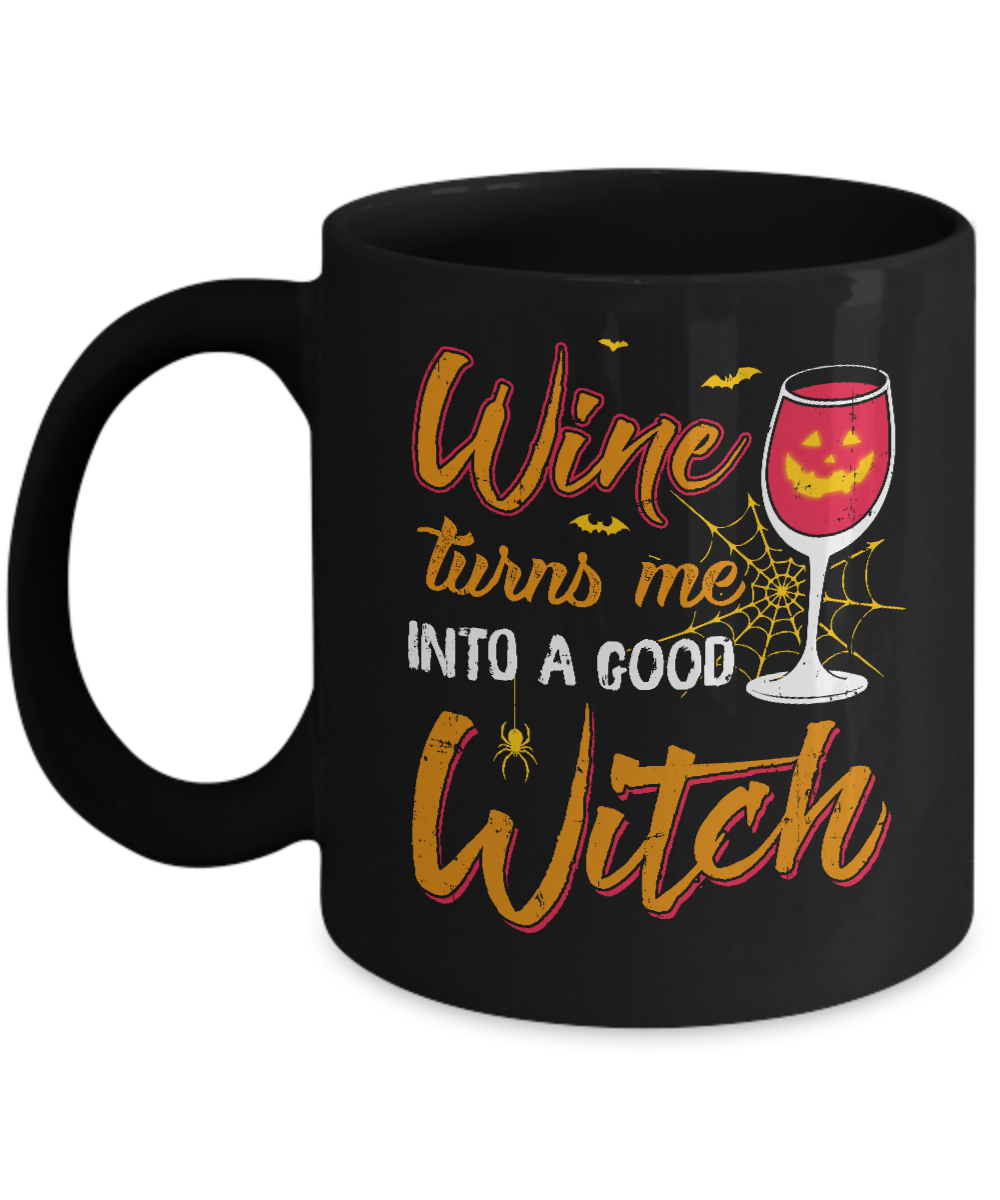 Wine Turns Me Into A Good Witch Halloween Mug-Coffee Mug-11oz Mug-Black