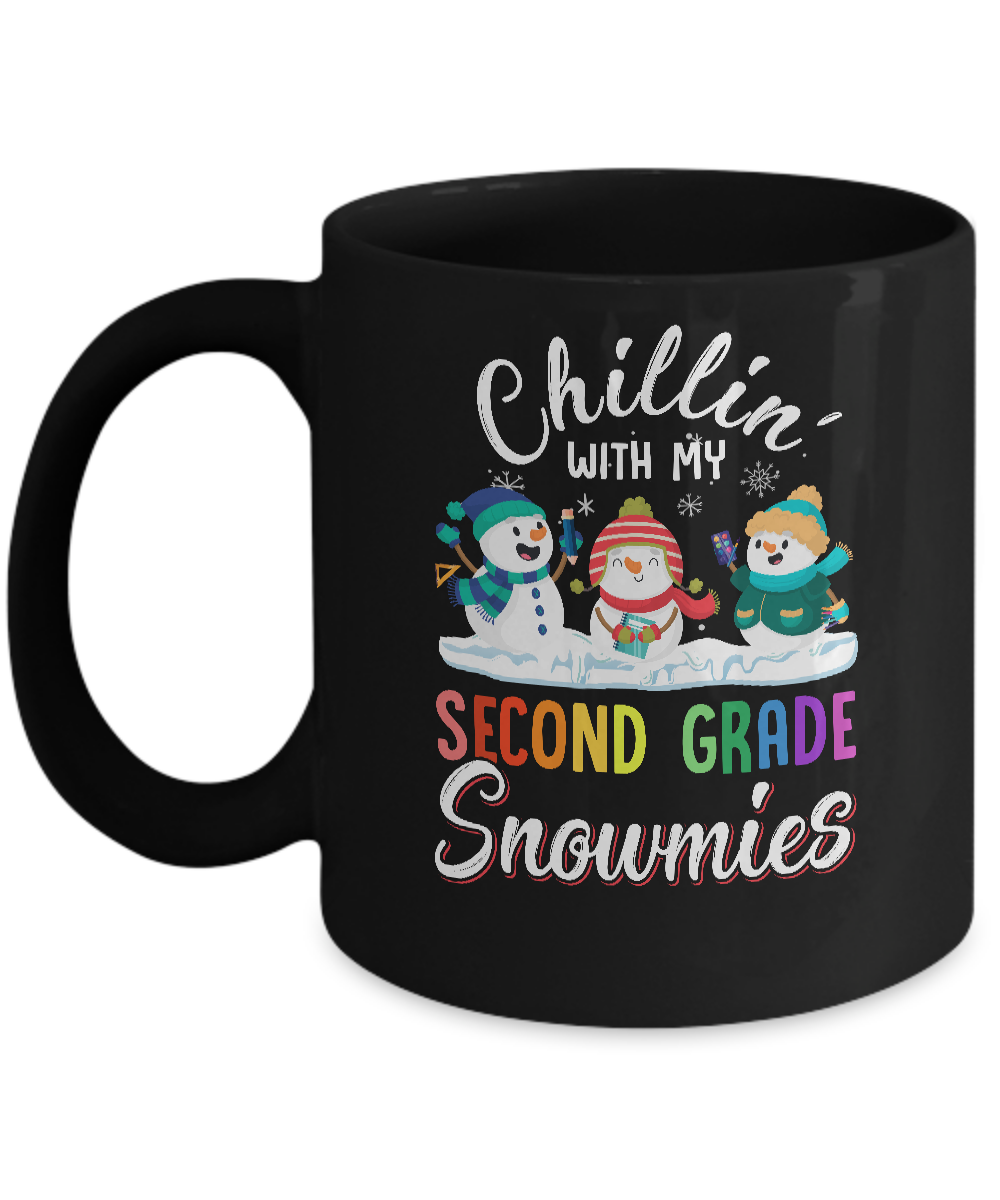 Chillin' With Second Grade Snowmies Christmas Teacher Gifts Mug-Coffee Mug-11oz Mug-Black