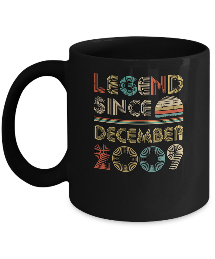 Legend Since December 2009 Vintage 12th Birthday Gifts Youth Mug-Coffee Mug-11oz Mug-Black
