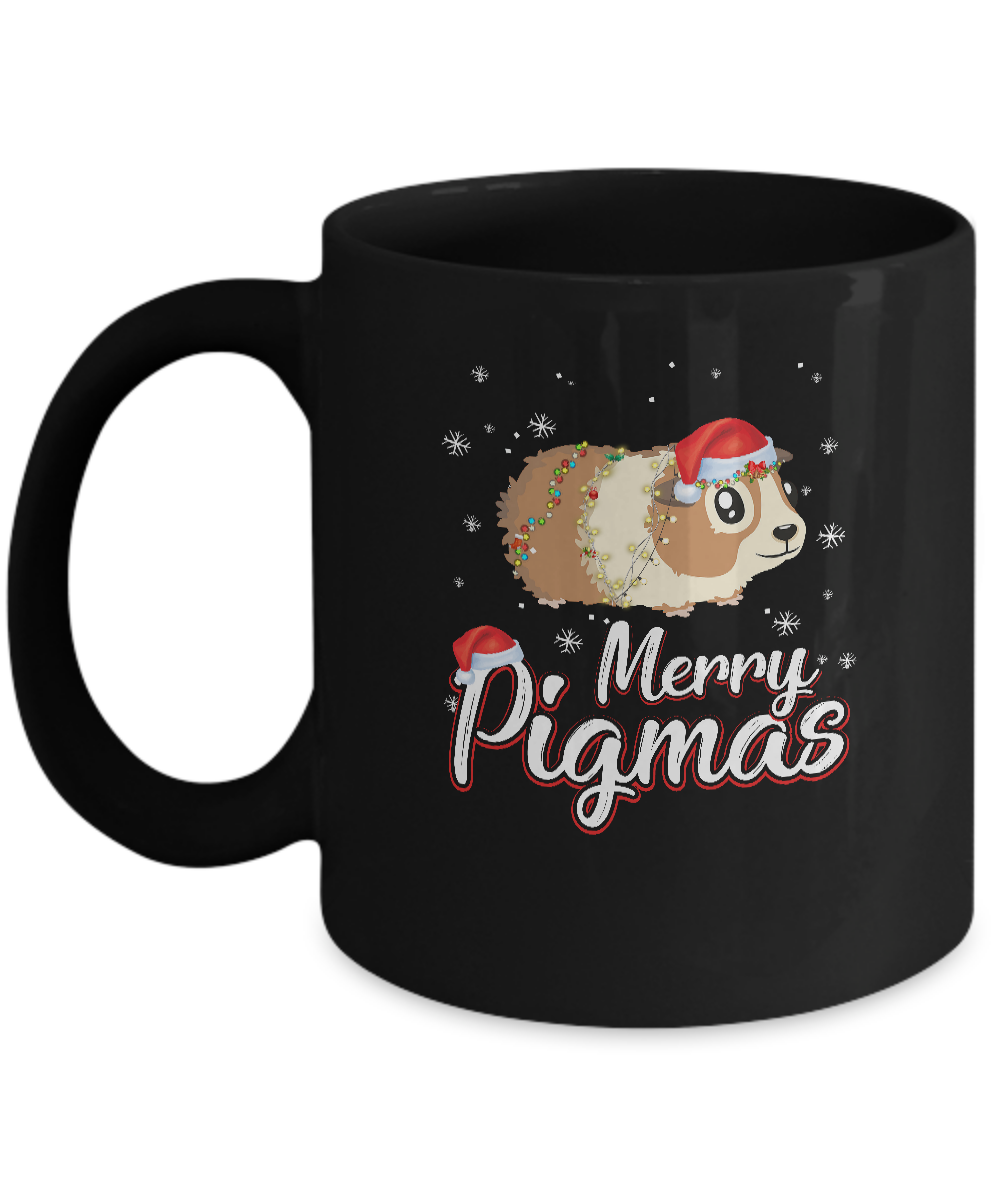 Merry Pigmas Funny Guinea Pig Santa Hat Christmas Gift Mug-Coffee Mug-11oz Mug-Black