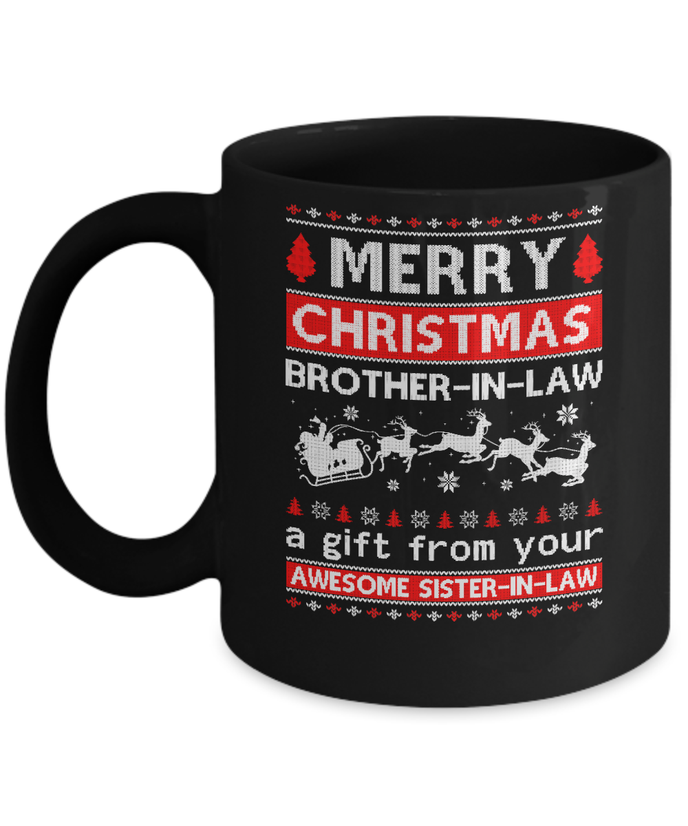 Merry Christmas Brother-In-Law A Gift From Your Sister-In-Law Sweater Mug-Coffee Mug-11oz Mug-Black