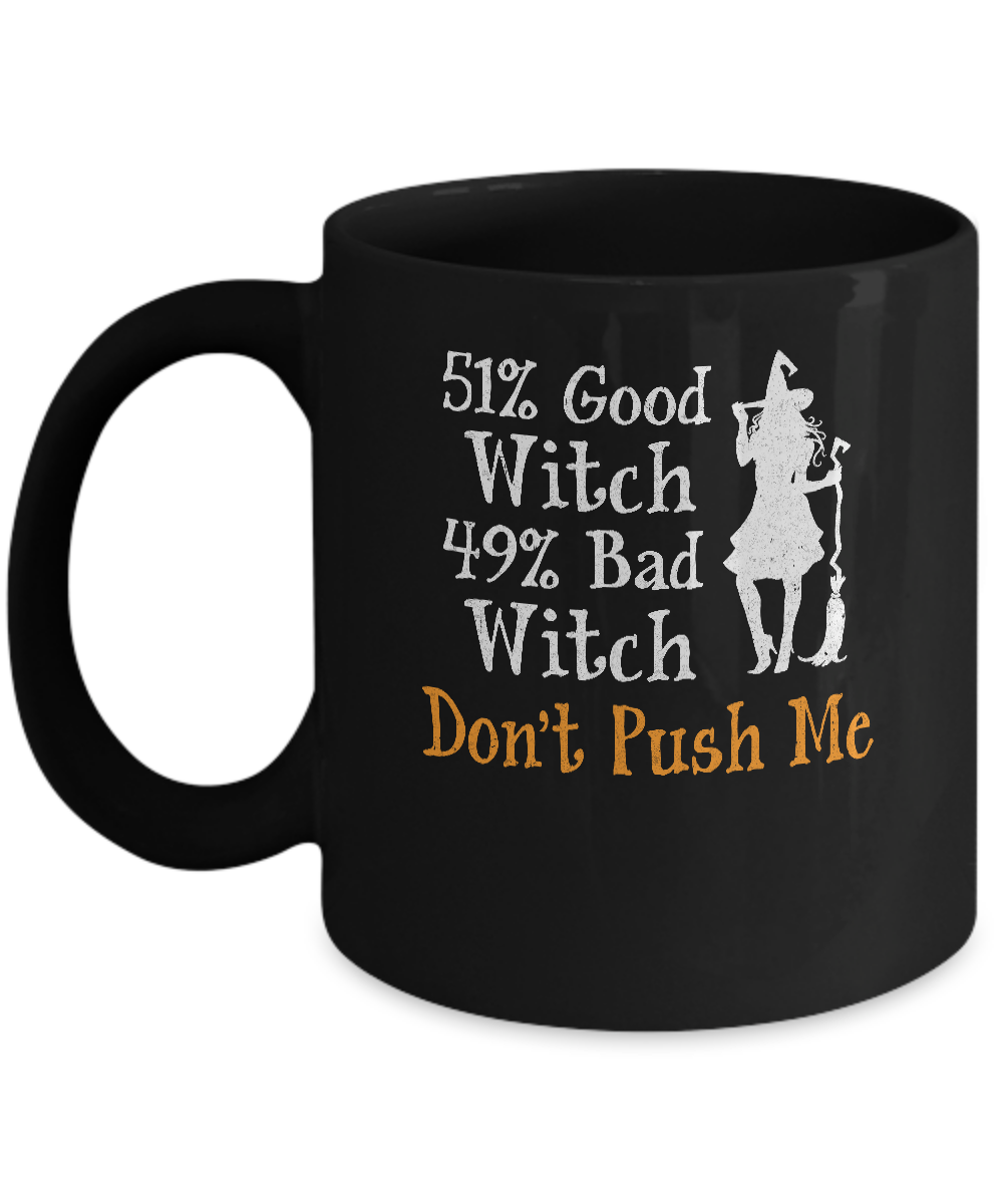 51% Good Witch 49% Bad Witch Halloween Costume Gift Mug-Coffee Mug-11oz Mug-Black