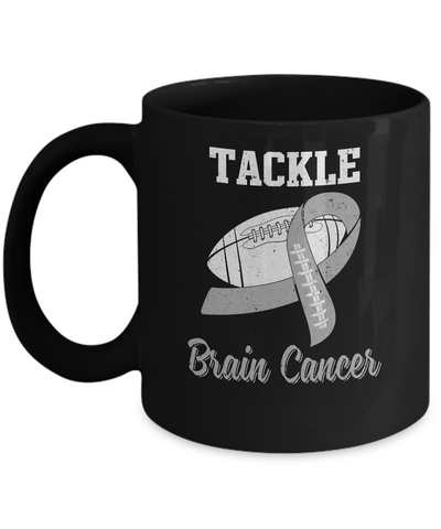 Football Survivor Tackle Gray Brain Cancer Awareness Mug-Coffee Mug-11oz Mug-Black