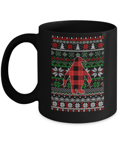 Penguin Red Plaid Ugly Christmas Sweater Funny Gifts Mug-Coffee Mug-11oz Mug-Black