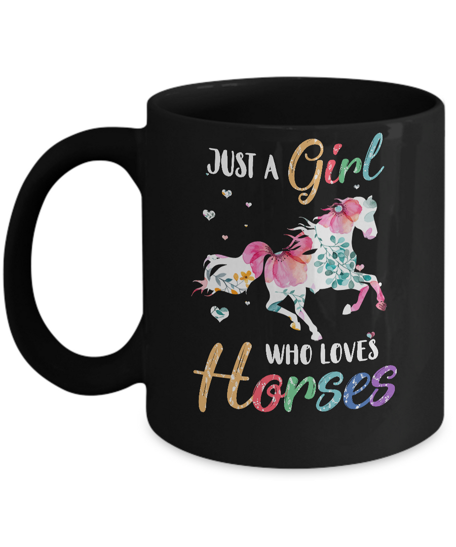 Just A Girl Who Loves Horses Cute Horse Lover Mug-Coffee Mug-11oz Mug-Black
