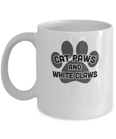 Cat Paws And White Claws Funny Cute Cat Lover Mug-Coffee Mug-11oz Mug-White