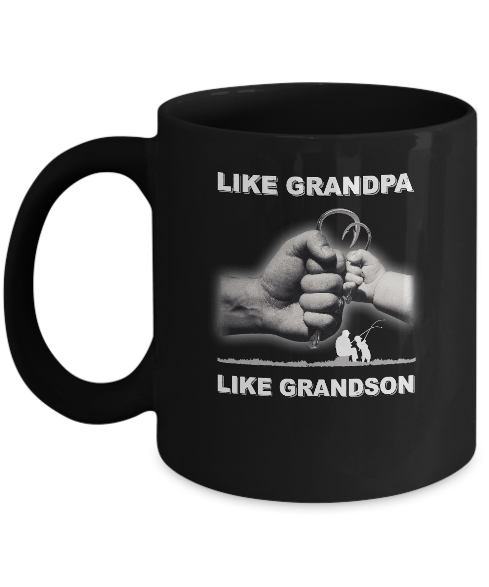 Like Grandpa Like Grandson Fishing Fish Fathers Day Mug-Coffee Mug-11oz Mug-Black