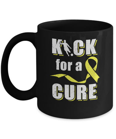 Kick For A Cure Soccer Yellow Childhood Cancer Awareness Mug-Coffee Mug-11oz Mug-Black