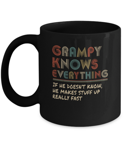 Grampy Know Everything Vintage Grampy Father's Day Gift Mug-Coffee Mug-11oz Mug-Black