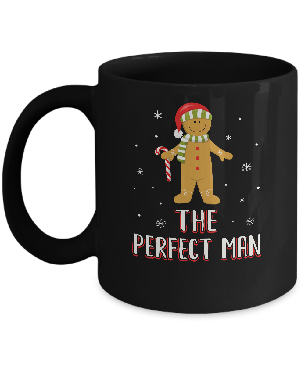 The Perfect Man Gingerbread Funny Pajama Christmas Mug-Coffee Mug-11oz Mug-Black