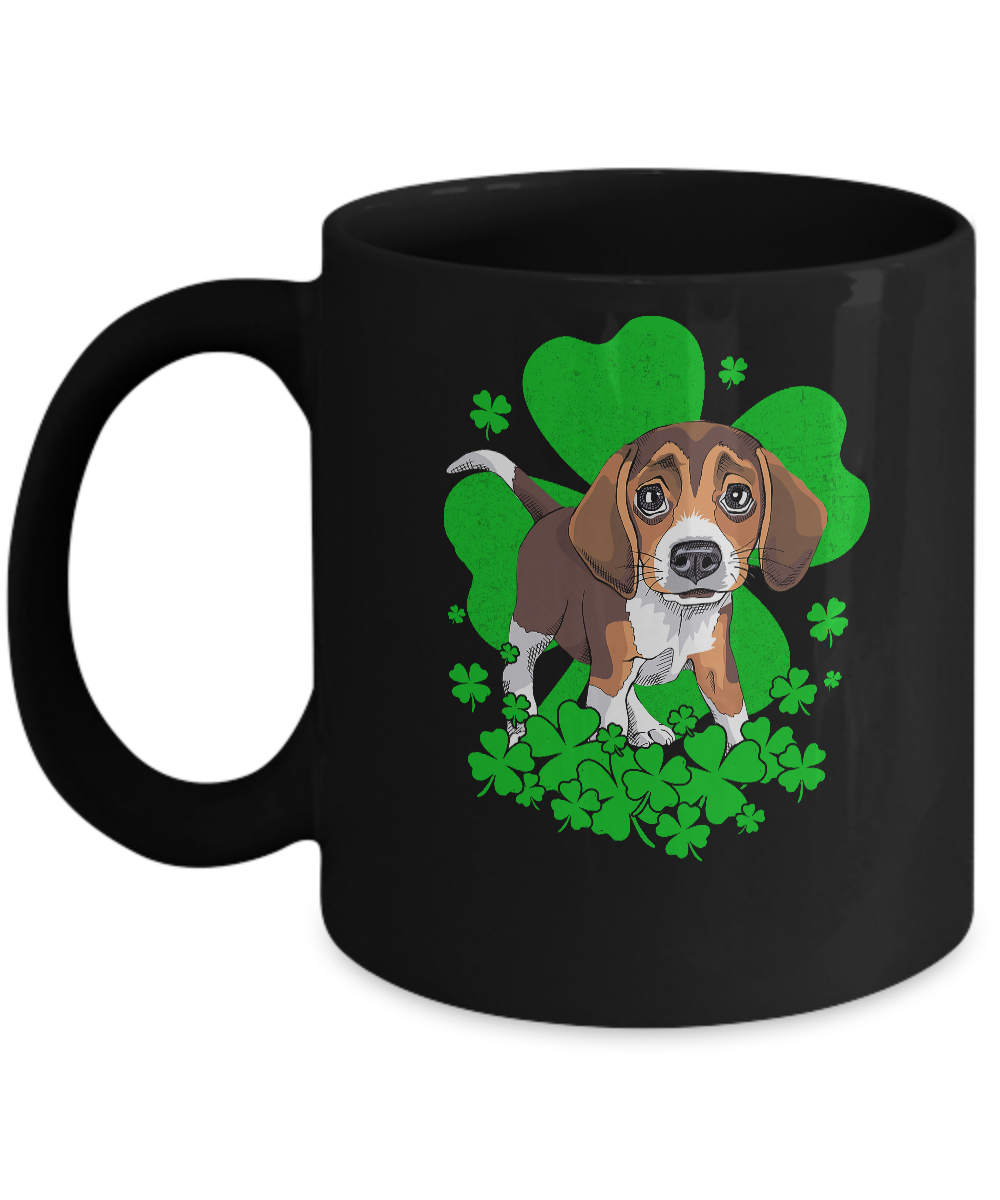 Beagle St. Patrick's Day Clovers Mug-Coffee Mug-11oz Mug-Black