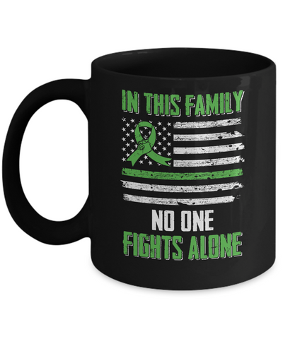 In This Family No One Fights Alone Liver Cancer Green Mug-Coffee Mug-11oz Mug-Black