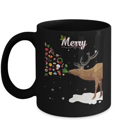 Couples Sick Reindeer Funny Ugly Merry Christmas Sweater Mug-Coffee Mug-11oz Mug-Black
