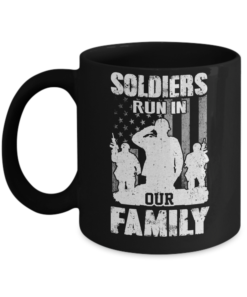 Soldiers Run In Our Family Veteran Dad Son Mug-Coffee Mug-11oz Mug-Black