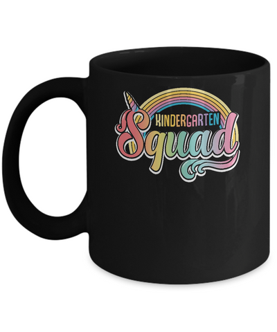 Kindergarten Squad Cute Rainbow Unicorn Back To School Mug-Coffee Mug-11oz Mug-Black