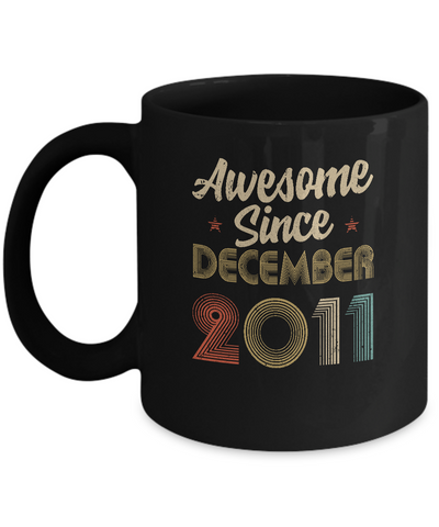 Awesome Since December 2011 Vintage 10th Birthday Gifts Youth Mug-Coffee Mug-11oz Mug-Black