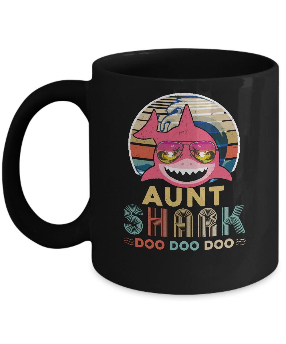 Retro Vintage Aunt Shark Doo Doo Doo Mug-Coffee Mug-11oz Mug-Black