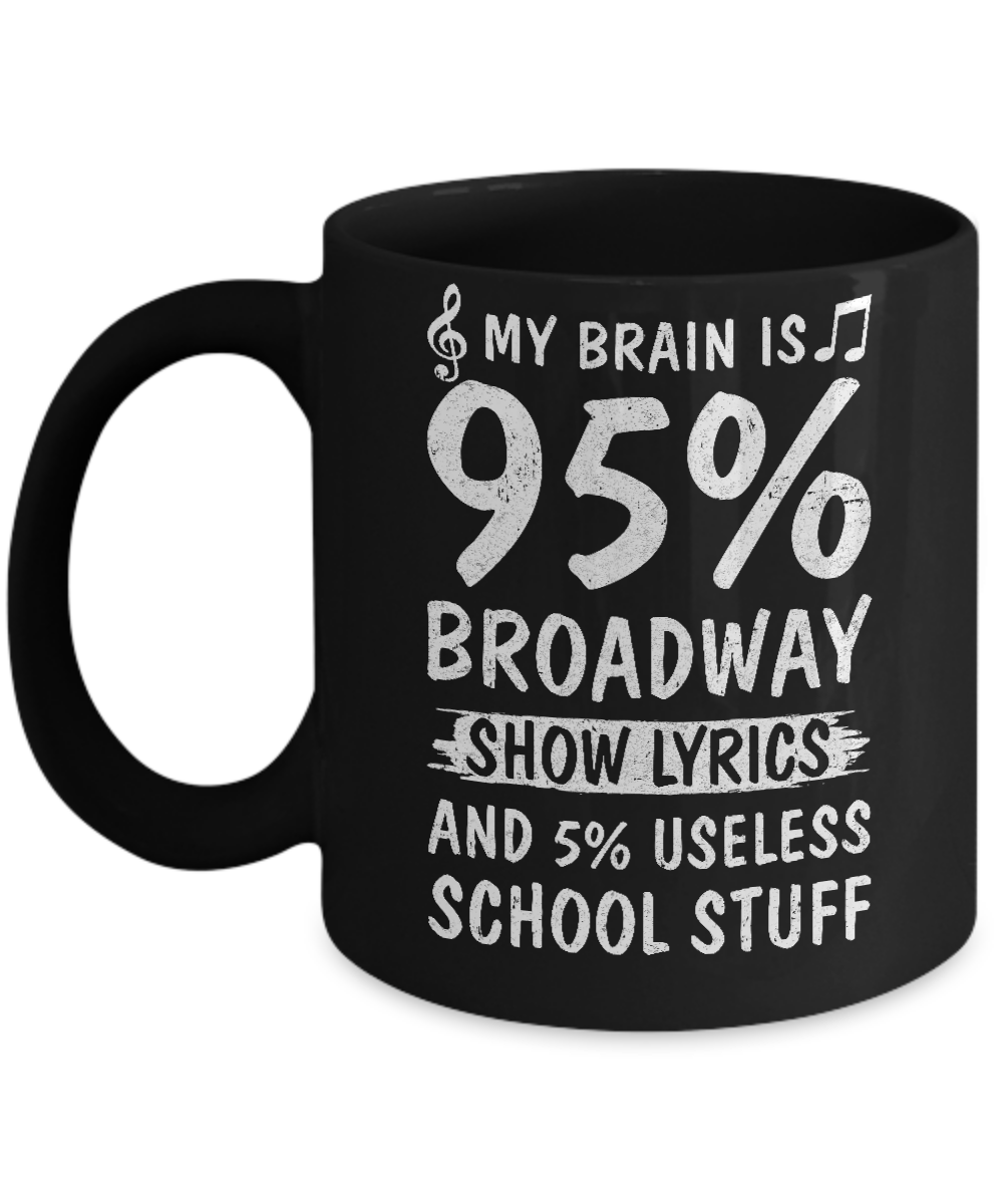 My Brain Is 95% Broadway Show Lyrics 5% Useless Mug-Coffee Mug-11oz Mug-Black