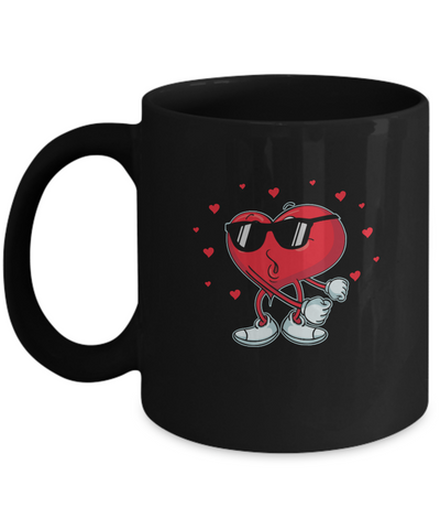 Valentine's Day Heart Doing The Floss Dance Mug-Coffee Mug-11oz Mug-Black