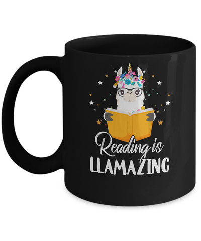 Reading Is Llamazing Llama Reading Book Lover Mug-Coffee Mug-11oz Mug-Black
