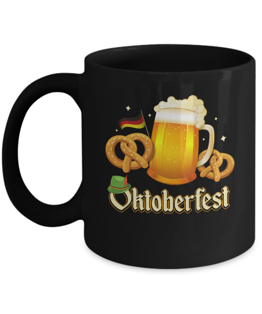 Oktoberfest Beer Pretzel Lederhosen Germany Mug-Coffee Mug-11oz Mug-Black