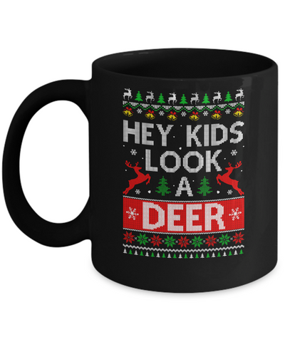 Hey Kids Look A Deer Family Ugly Sweater Christmas Mug-Coffee Mug-11oz Mug-Black
