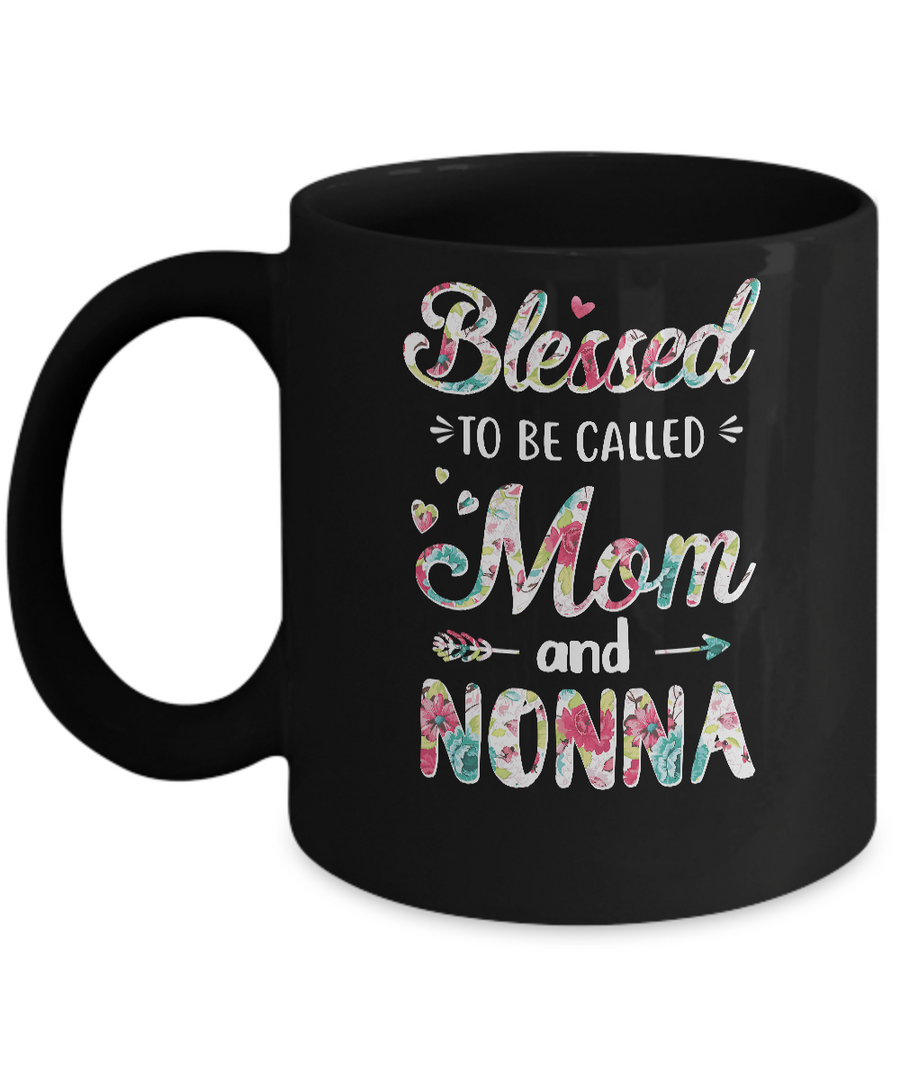 Mothers Day Gifts Blessed To Be Called Mom And Nonna Mug-Coffee Mug-11oz Mug-Black