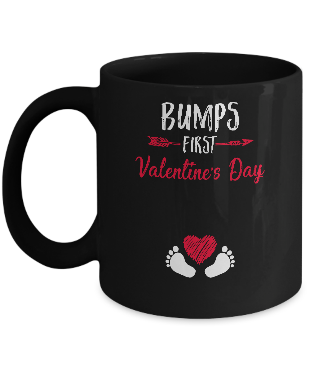 Bumps First Valentine's Day Cute Adorable Baby Pregnancy Mug-Coffee Mug-11oz Mug-Black