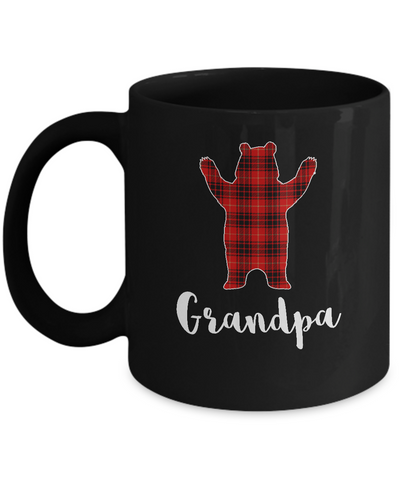 Red Grandpa Bear Buffalo Plaid Family Christmas Pajamas Mug-Coffee Mug-11oz Mug-Black