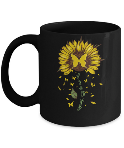 You Are My Little Sunshine Sunflower Butterfly Mug-Coffee Mug-11oz Mug-Black