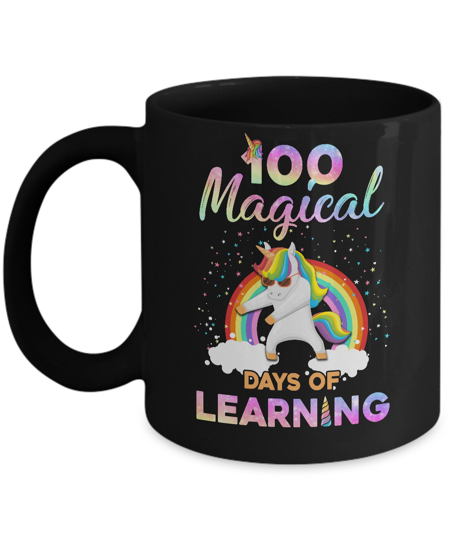 100 Magical Days of Learning Flossing Unicorn Mug-Coffee Mug-11oz Mug-Black