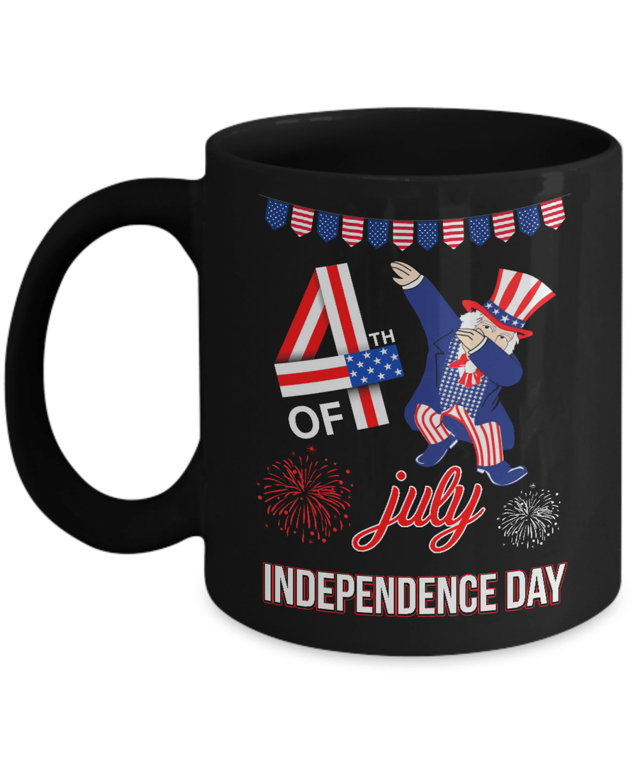 Funny Dabbing Uncle Independence Day 4Th Of July Mug-Coffee Mug-11oz Mug-Black