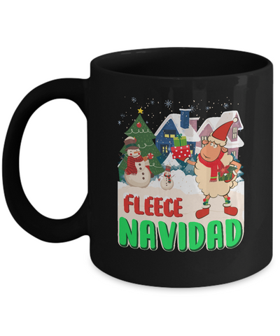 Fleece Navidad Sheep Lamb Christmas Gifts Spanish Mug-Coffee Mug-11oz Mug-Black