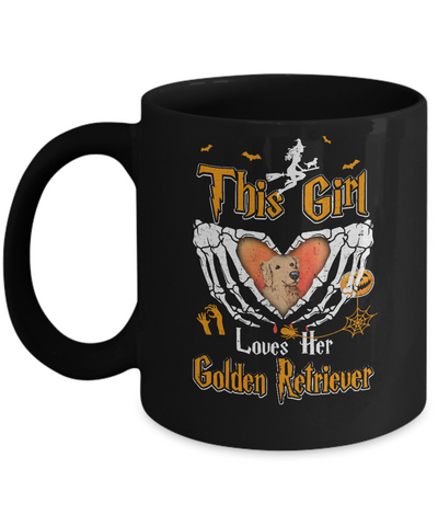 This Girl Love Her Dog Golden Retriever Halloween Mug-Coffee Mug-11oz Mug-Black