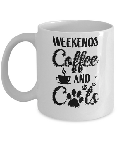 Weekends Coffee And Cats Lover Gifts Mug-Coffee Mug-11oz Mug-White